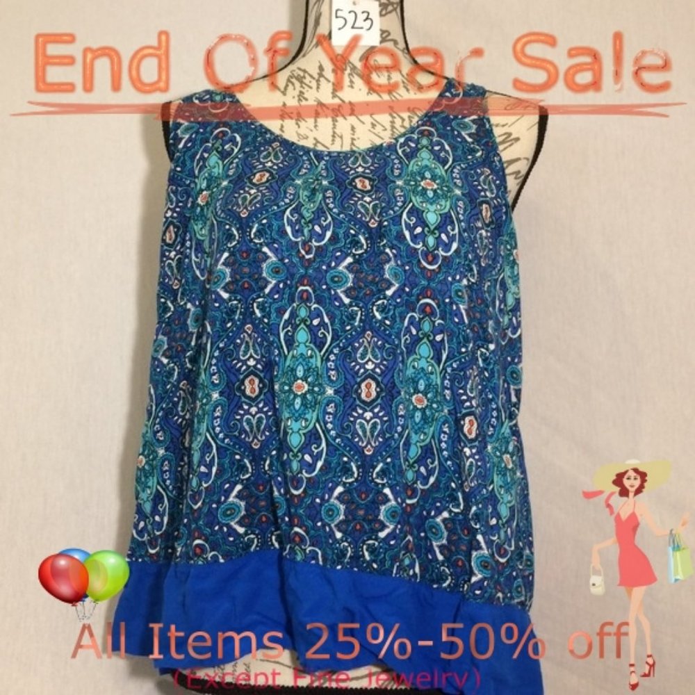Dark Blue Sleeveless Business Blouse